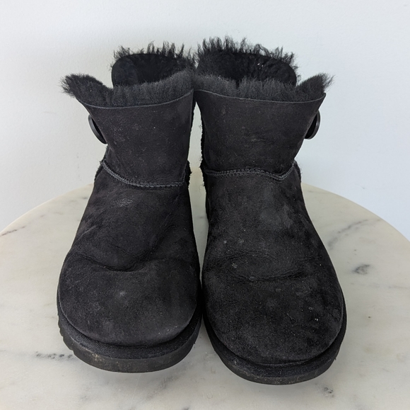 UGG Women's Black Mini Bailey Button II Boots - Picture 3 of 10